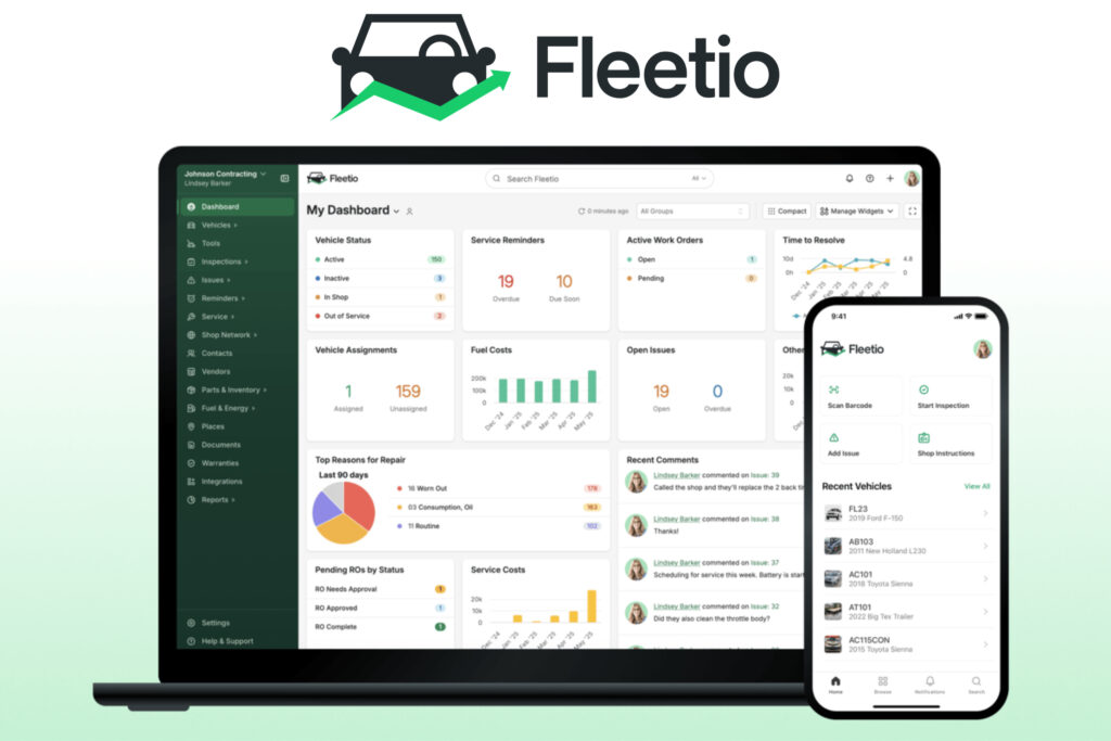 ۱۰) برنامه Fleetio، مدیریت ناوگان و نگهداری- بهترین برنامهها برای رانندگان کامیون