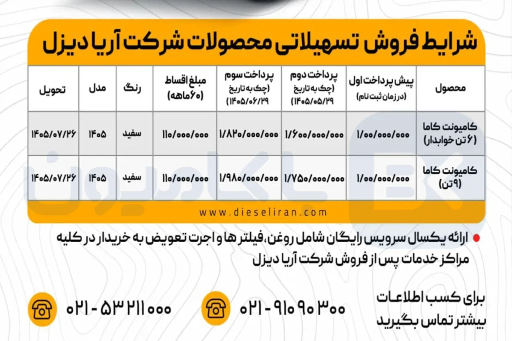 فروش کامیونت کاما تیر 1405